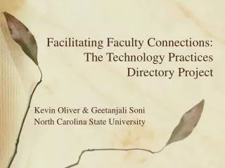 Facilitating Faculty Connections: The Technology Practices Directory Project