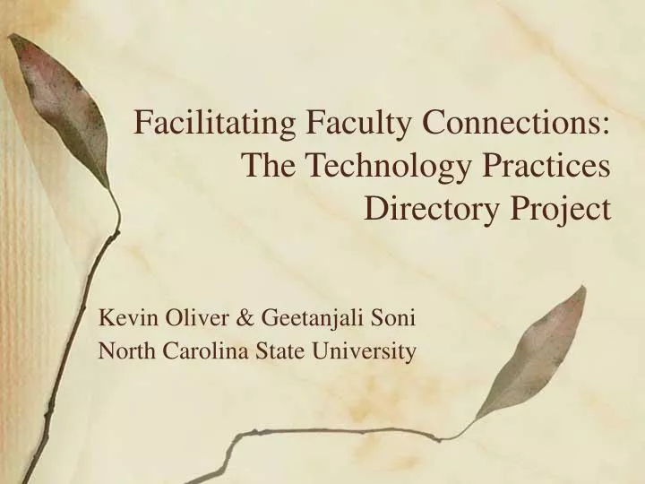 facilitating faculty connections the technology practices directory project