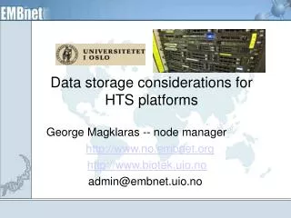 Data storage considerations for HTS platforms