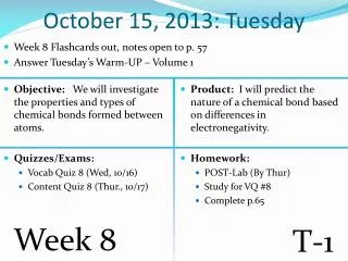 October 15, 2013: Tuesday