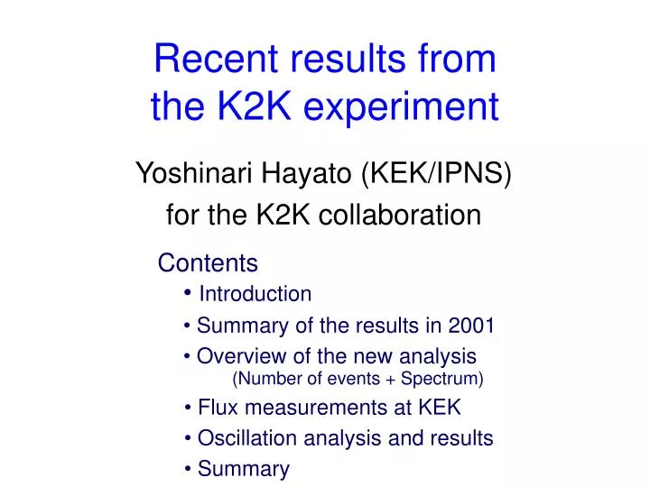 recent results from the k2k experiment