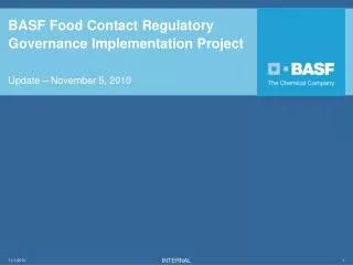 BASF Food Contact Regulatory Governance Implementation Project