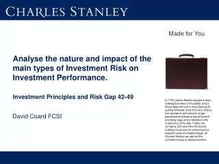 Analyse the nature and impact of the main types of Investment Risk on Investment Performance.