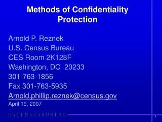Methods of Confidentiality Protection