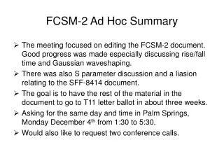 fcsm 2 ad hoc summary