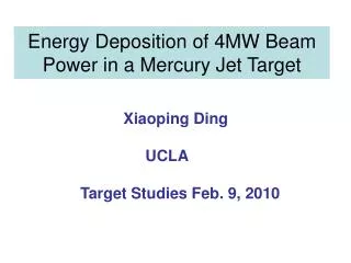 Energy Deposition of 4MW Beam Power in a Mercury Jet Target