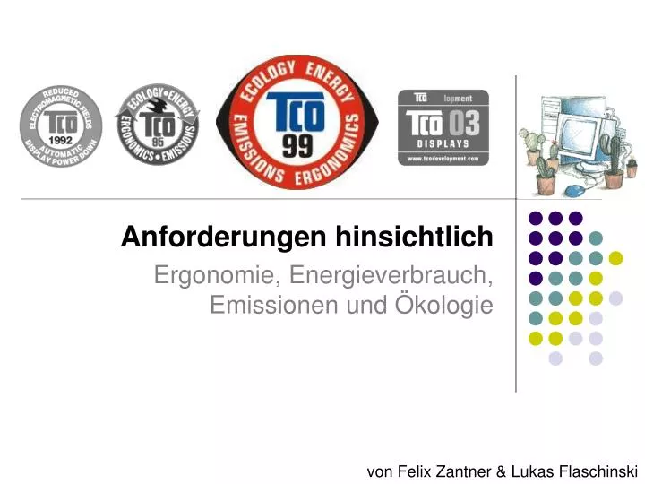 anforderungen hinsichtlich ergonomie energieverbrauch emissionen und kologie