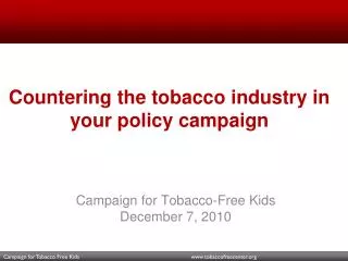 Countering the tobacco industry in your policy campaign