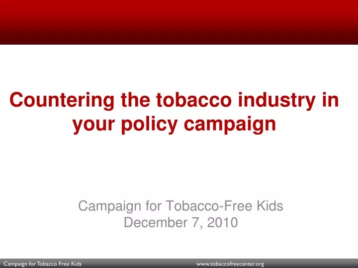 countering the tobacco industry in your policy campaign