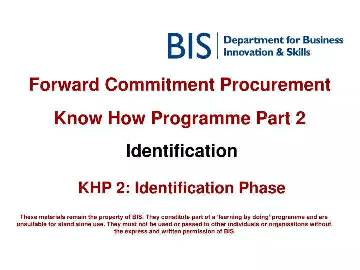 forward commitment procurement know how programme part 2