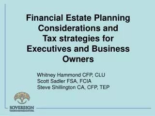 Financial Estate Planning Considerations and
