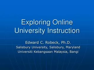 Exploring Online University Instruction