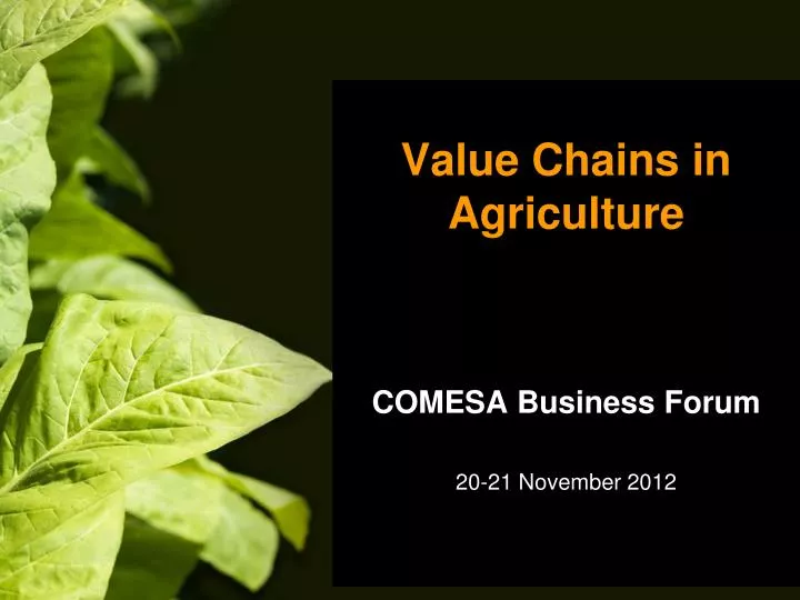 value chains in agriculture comesa business forum 20 21 november 2012
