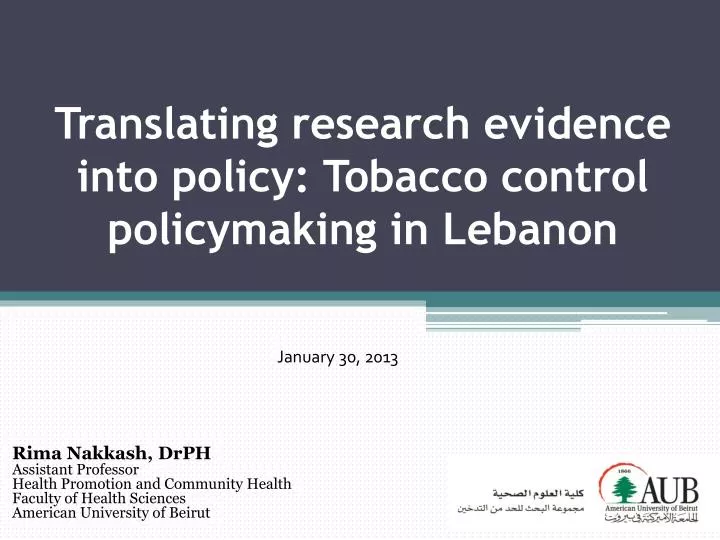 translating research evidence into policy tobacco control policymaking in lebanon