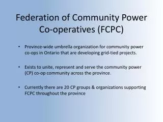 Federation of Community Power Co-operatives (FCPC)