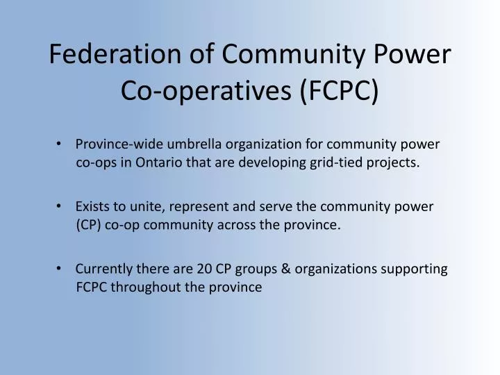 federation of community power co operatives fcpc