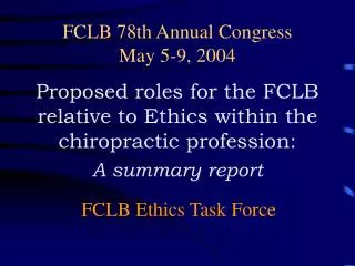FCLB 78th Annual Congress May 5-9, 2004
