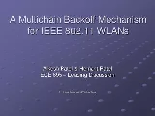 A Multichain Backoff Mechanism for IEEE 802.11 WLANs