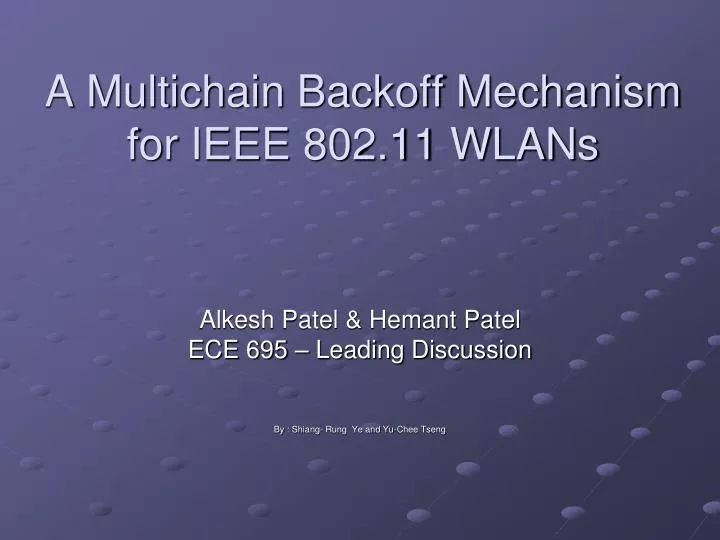 a multichain backoff mechanism for ieee 802 11 wlans