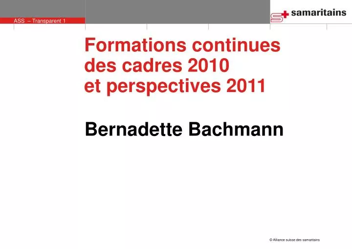 formations continues des cadres 2010 et perspectives 2011