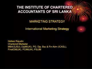 THE INSTITUTE OF CHARTERED ACCOUNTANTS OF SRI LANKA