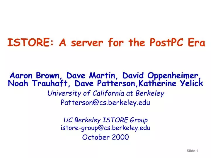 istore a server for the postpc era
