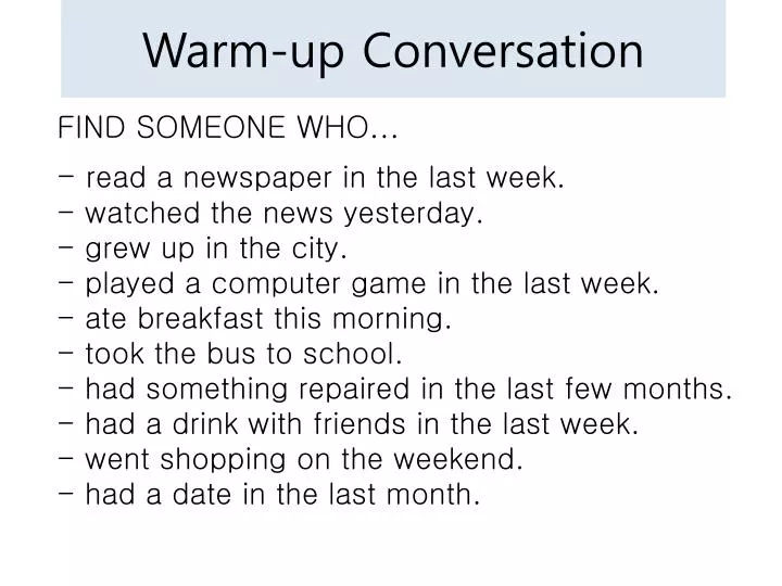 warm up conversation