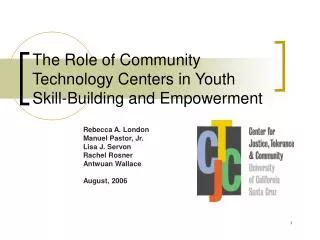 The Role of Community Technology Centers in Youth Skill-Building and Empowerment