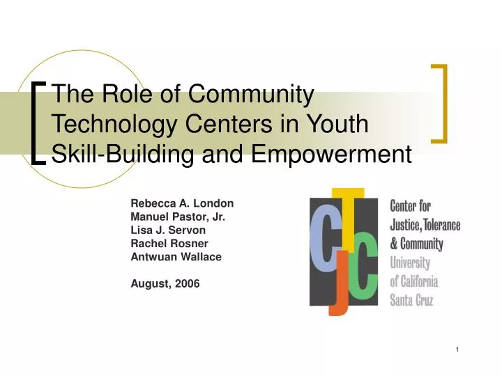 the role of community technology centers in youth skill building and empowerment