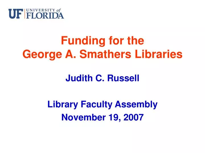 funding for the george a smathers libraries