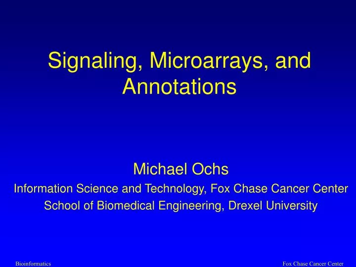 signaling microarrays and annotations