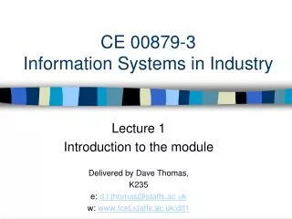 CE 00879-3 Information Systems in Industry