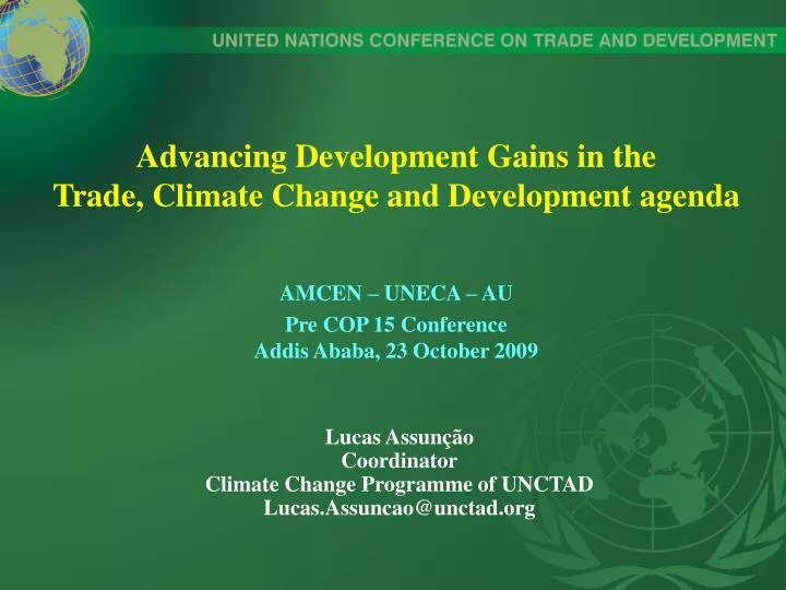 advancing development gains in the trade climate change and development agenda