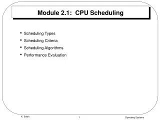 Module 2.1: CPU Scheduling