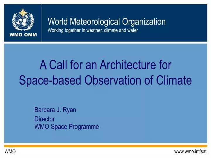 a call for an architecture for space based observation of climate