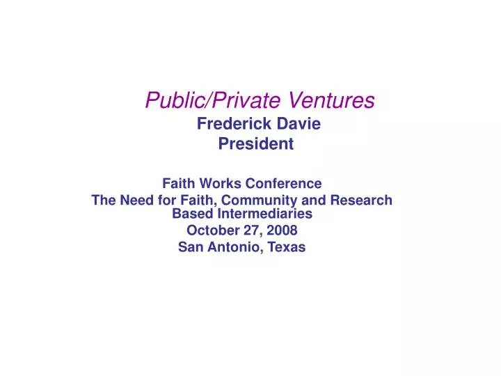 public private ventures frederick davie president