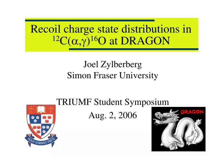 recoil charge state distributions in 12 c a g 16 o at dragon
