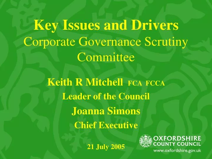 key issues and drivers corporate governance scrutiny committee