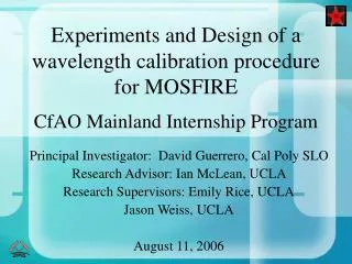 Experiments and Design of a wavelength calibration procedure for MOSFIRE