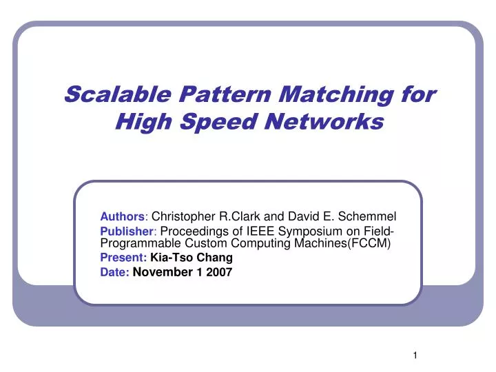 scalable pattern matching for high speed networks