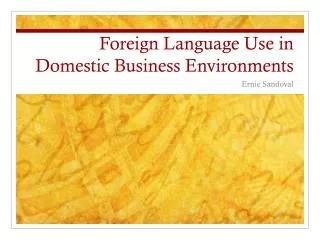 Foreign Language Use in Domestic Business Environments