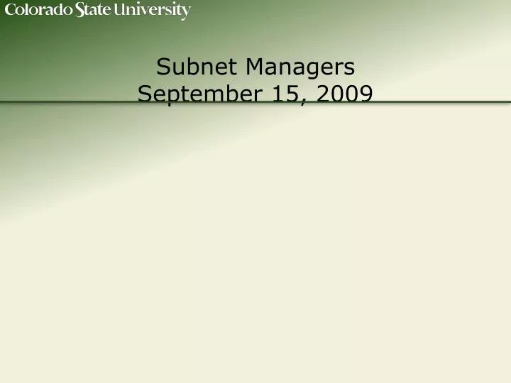 subnet managers september 15 2009
