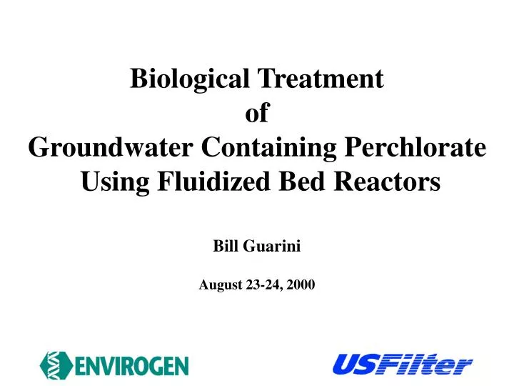 biological treatment of groundwater containing perchlorate using fluidized bed reactors
