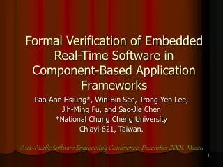 Formal Verification of Embedded Real-Time Software in Component-Based Application Frameworks