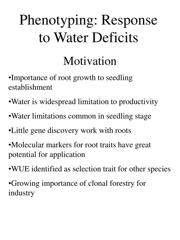phenotyping response to water deficits