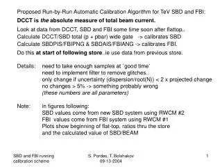 Proposed Run-by-Run Automatic Calibration Algorithm for TeV SBD and FBI:
