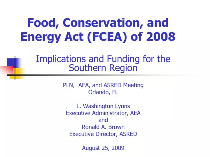 food conservation and energy act fcea of 2008