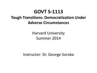 Instructor: Dr. George Soroka