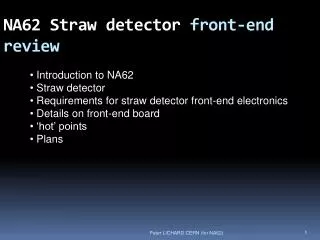 NA62 Straw detector front-end review
