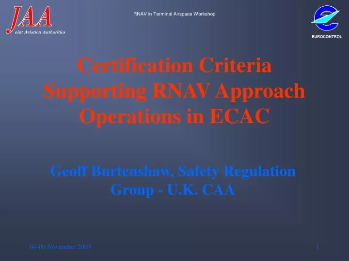 certification criteria supporting rnav approach operations in ecac